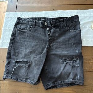 Forever 21 Charcoal Distressed Jean Shorts